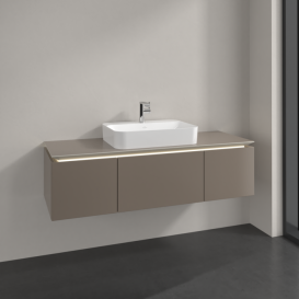 Тумба під раковину Villeroy & Boch Legato 140х38 см з підсвічуванням ДСП сірий трюфель B759L0VG