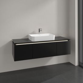 Тумба под раковину Villeroy & Boch Legato 140х38 см с подсветкой МДФ/ДСП черный матовый лак B759L0PD