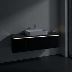 Тумба под раковину Villeroy & Boch Legato 140х38 см с подсветкой МДФ/ДСП черный матовый лак B759L0PD