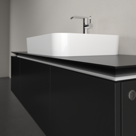 Тумба под раковину Villeroy & Boch Legato 140х38 см с подсветкой МДФ/ДСП черный матовый лак B759L0PD