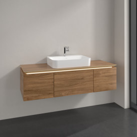 Тумба під раковину Villeroy & Boch Legato 140х38 см з підсвічуванням ДСП дуб канзас B759L0RH