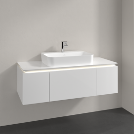 Тумба під раковину Villeroy & Boch Legato 120х38 см з підсвічуванням МДФ/ДСП білий глянсовий B757L0DH