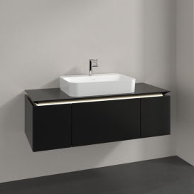 Тумба під раковину Villeroy&Boch Legato 120х38 см з підсвічуванням МДФ/ДСП чорний матовий лак B757L0PD