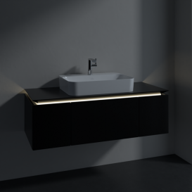 Тумба під раковину Villeroy&Boch Legato 120х38 см з підсвічуванням МДФ/ДСП чорний матовий лак B757L0PD