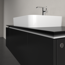 Тумба під раковину Villeroy&Boch Legato 120х38 см з підсвічуванням МДФ/ДСП чорний матовий лак B757L0PD