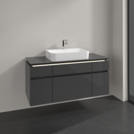 Тумба під раковину Villeroy & Boch Legato 120х55 см з підсвічуванням МДФ/ДСП глянсовий сірий B758L0FP
