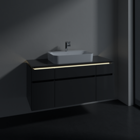 Тумба під раковину Villeroy & Boch Legato 120х55 см з підсвічуванням МДФ/ДСП глянсовий сірий B758L0FP