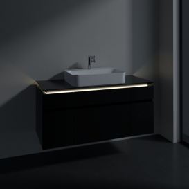 Тумба під раковину Villeroy&Boch Legato 120х55 см з підсвічуванням МДФ/ДСП чорний матовий лак B758L0PD