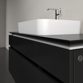 Тумба під раковину Villeroy&Boch Legato 120х55 см з підсвічуванням МДФ/ДСП чорний матовий лак B758L0PD