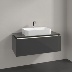Тумба под раковину Villeroy & Boch Legato 100х38 см с подсветкой МДФ/ДСП глянцевый серый B755L0FP