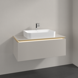 Тумба під раковину Villeroy & Boch Legato 100х38 см з підсвічуванням ДСП ніжно-сірий B755L0VK