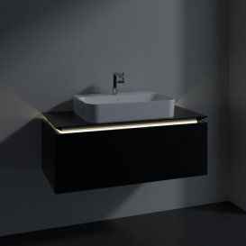 Тумба під раковину Villeroy&Boch Legato 100х38 см з підсвічуванням МДФ/ДСП чорний матовий лак B755L0PD