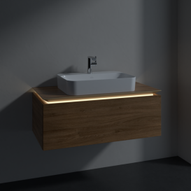 Тумба під раковину Villeroy & Boch Legato 100х38 см з підсвічуванням ДСП дуб канзас B755L0RH