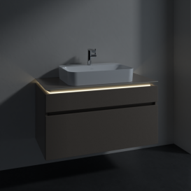 Тумба під раковину Villeroy & Boch Legato 100х55 см з підсвічуванням ДСП сірий трюфель B756L0VG