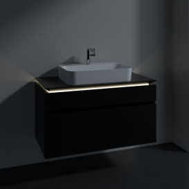 Тумба під раковину Villeroy&Boch Legato 100х55 см з підсвічуванням МДФ/ДСП чорний матовий лак B756L0PD