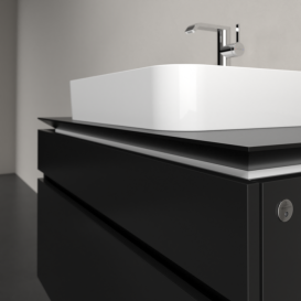 Тумба під раковину Villeroy&Boch Legato 100х55 см з підсвічуванням МДФ/ДСП чорний матовий лак B756L0PD