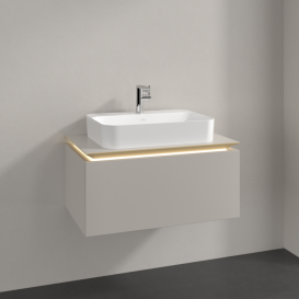 Тумба под раковину Villeroy & Boch Legato 80х38 см с подсветкой ДСП нежно-серый B753L0VK