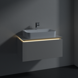 Тумба под раковину Villeroy & Boch Legato 80х38 см с подсветкой ДСП нежно-серый B753L0VK