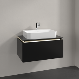 Тумба под раковину Villeroy & Boch Legato 80х38 см с подсветкой МДФ/ДСП черный матовый лак B753L0PD