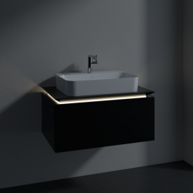 Тумба под раковину Villeroy & Boch Legato 80х38 см с подсветкой МДФ/ДСП черный матовый лак B753L0PD