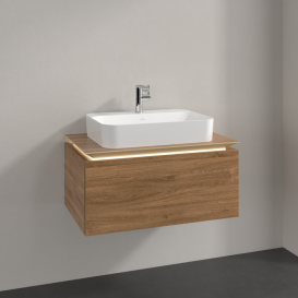 Тумба під раковину Villeroy & Boch Legato 80х38 см з підсвічуванням ДСП дуб канзас B753L0RH
