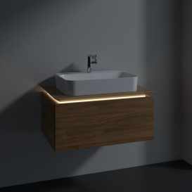 Тумба під раковину Villeroy & Boch Legato 80х38 см з підсвічуванням ДСП дуб канзас B753L0RH