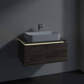 Тумба під раковину Villeroy & Boch Legato 80х38 см з підсвічуванням ДСП кам'яний дуб B753L0RK
