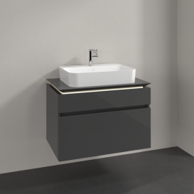 Тумба під раковину Villeroy & Boch Legato 80х55 см з підсвічуванням МДФ/ДСП глянсовий сірий B754L0FP
