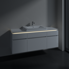 Тумба під раковину Villeroy & Boch Legato 140х55 см з підсвічуванням МДФ/ДСП білий B685L0DH