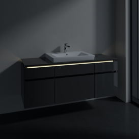 Тумба під раковину Villeroy & Boch Legato 140х55 см з підсвічуванням МДФ/ДСП глянсовий сірий B685L0FP