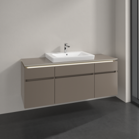 Тумба під раковину Villeroy & Boch Legato 140х55 см з підсвічуванням ДСП сірий трюфель B685L0VG