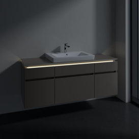 Тумба під раковину Villeroy & Boch Legato 140х55 см з підсвічуванням ДСП сірий трюфель B685L0VG
