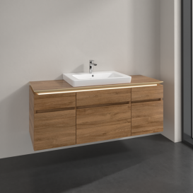Тумба під раковину Villeroy & Boch Legato 140х55 см з підсвічуванням ДСП дуб канзас B685L0RH