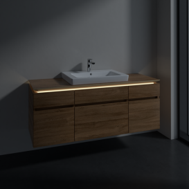 Тумба під раковину Villeroy & Boch Legato 140х55 см з підсвічуванням ДСП дуб канзас B685L0RH