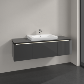 Тумба под раковину Villeroy & Boch Legato 140х38 см с подсветкой МДФ/ДСП глянцевый серый B684L0FP