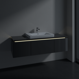 Тумба под раковину Villeroy & Boch Legato 140х38 см с подсветкой МДФ/ДСП глянцевый серый B684L0FP