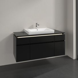 Тумба під раковину Villeroy&Boch Legato 120х55 см з підсвічуванням МДФ/ДСП чорний матовий лак B683L0PD