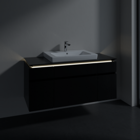 Тумба під раковину Villeroy&Boch Legato 120х55 см з підсвічуванням МДФ/ДСП чорний матовий лак B683L0PD