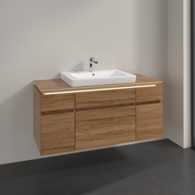 Тумба під раковину Villeroy & Boch Legato 120х55 см з підсвічуванням ДСП дуб канзас B683L0RH