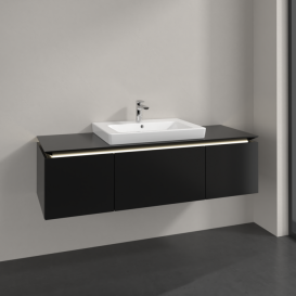 Тумба під раковину Villeroy&Boch Legato 120х38 см з підсвічуванням МДФ/ДСП чорний матовий лак B682L0PD
