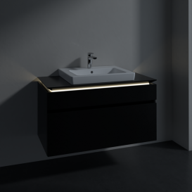 Тумба под раковину Villeroy & Boch Legato 100х55 см с подсветкой МДФ/ДСП черный матовый лак B681L0PD