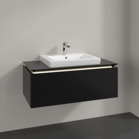 Тумба под раковину Villeroy & Boch Legato 100х38 см с подсветкой МДФ/ДСП черный матовый лак B680L0PD