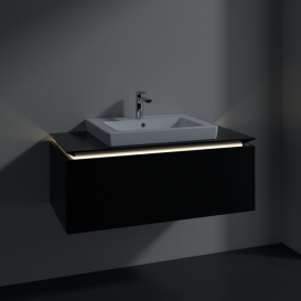 Тумба под раковину Villeroy & Boch Legato 100х38 см с подсветкой МДФ/ДСП черный матовый лак B680L0PD
