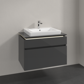 Тумба під раковину Villeroy & Boch Legato 80х55 см з підсвічуванням МДФ/ДСП глянсовий сірий B679L0FP