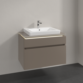 Тумба під раковину Villeroy & Boch Legato 80х55 см з підсвічуванням ДСП сірий трюфель B679L0VG