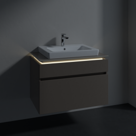Тумба під раковину Villeroy & Boch Legato 80х55 см з підсвічуванням ДСП сірий трюфель B679L0VG