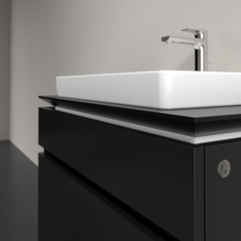 Тумба под раковину Villeroy & Boch Legato 80х55 см с подсветкой МДФ/ДСП черный матовый лак B679L0PD