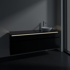 Тумба под раковину Villeroy & Boch Legato 160х55 см с подсветкой МДФ/ДСП черный матовый лак B598L0PD