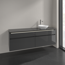 Тумба под раковину Villeroy & Boch Legato 160х55 см с подсветкой МДФ/ДСП глянцевый серый B598L0FP