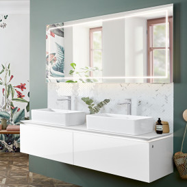 Тумба під раковину Villeroy & Boch Legato 160х38 см з підсвічуванням МДФ/ДСП білий глянсовий B599L0DH